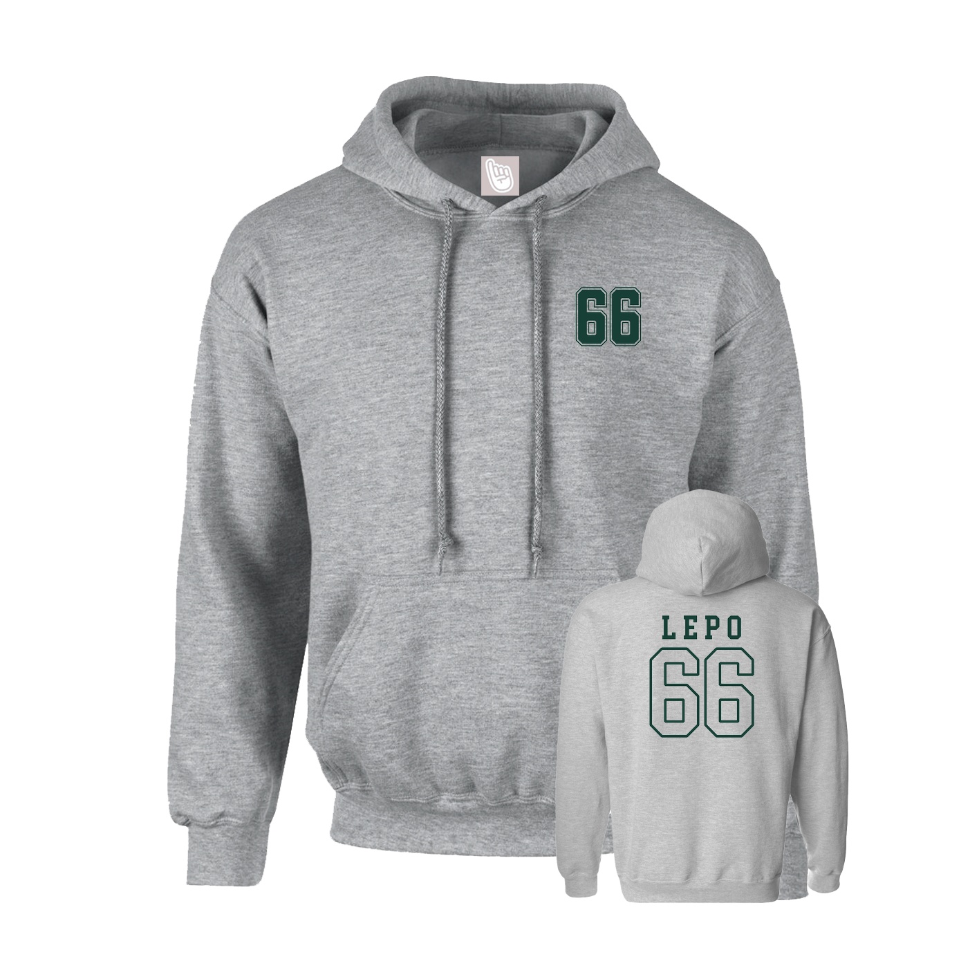 Youth Hoodie — Chest Back in Grey