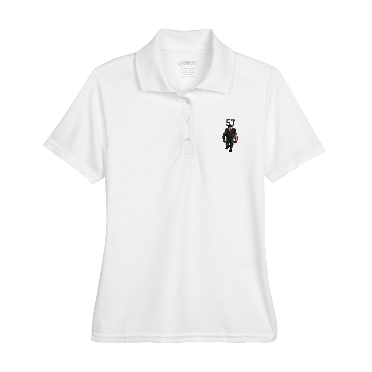 Womens Performance Polo — Number Top in White