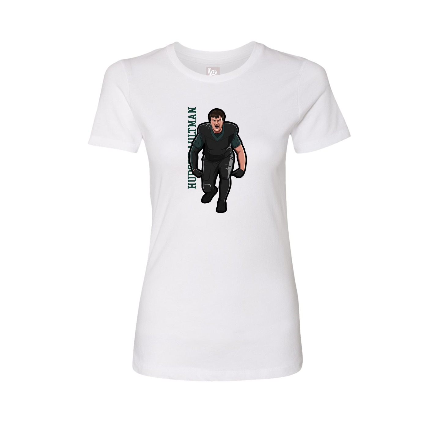 Fitted Women's Tee — Name Vertical in White