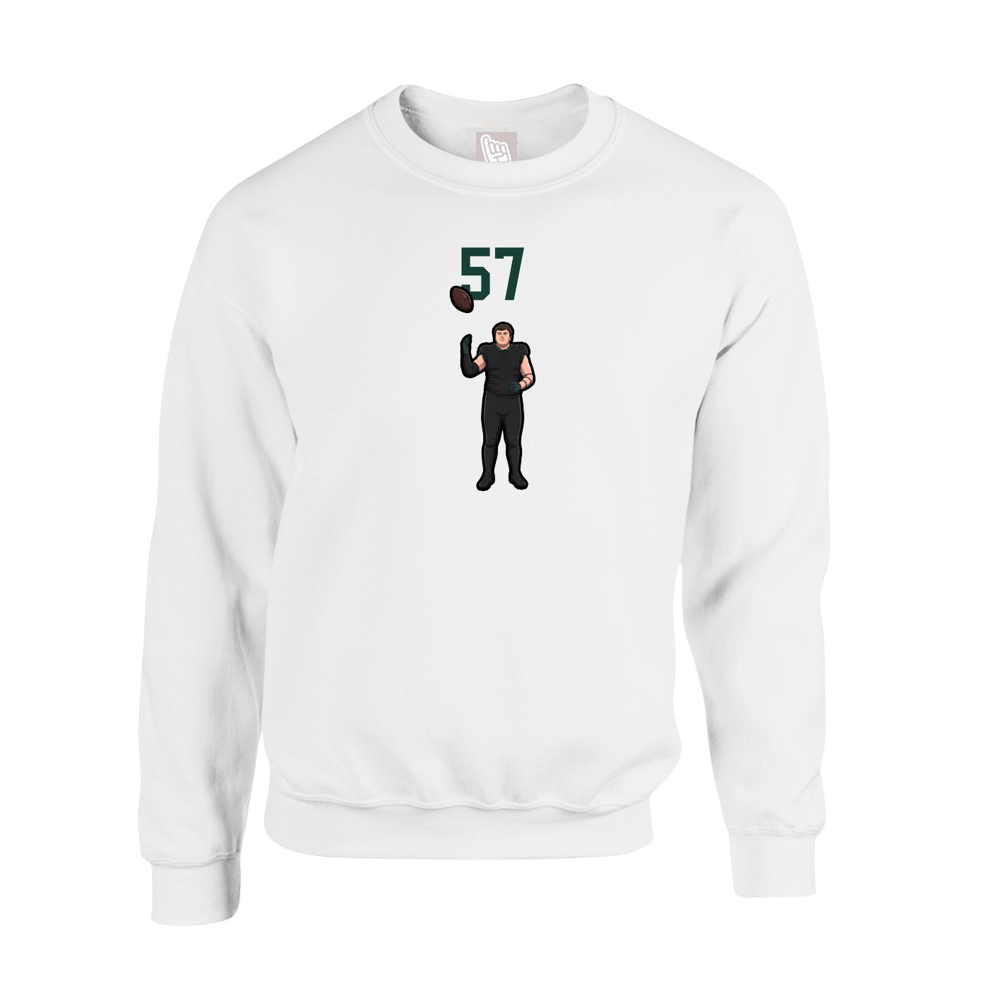 Fleece Crew — Number Top in White