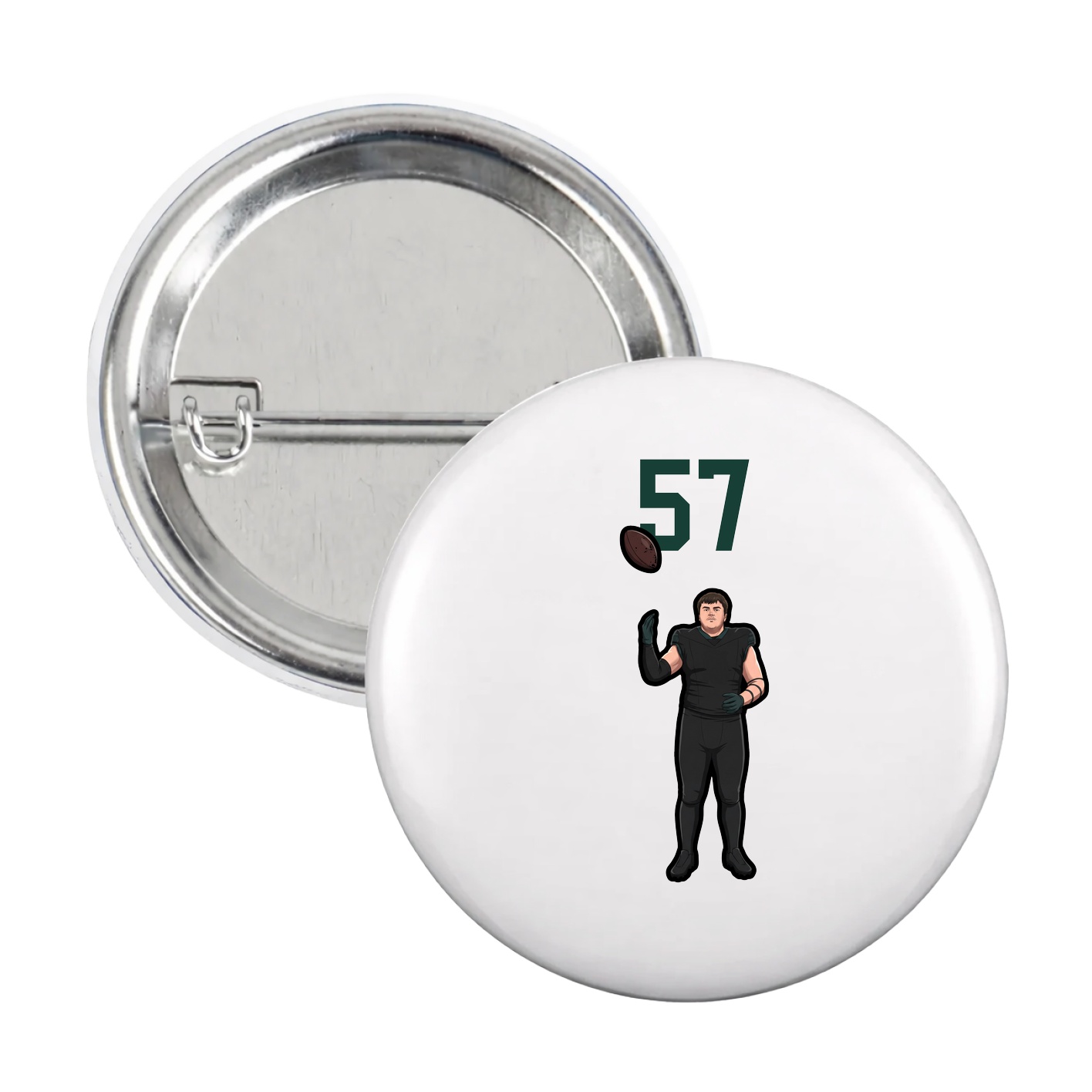 Game Day Button — Number Top in White