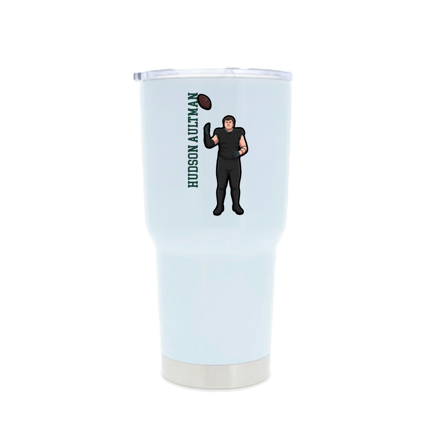 30oz Stainless Steel Tumbler — Name Vertical in White