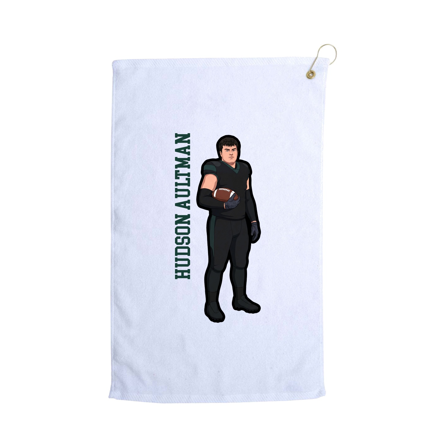 Golf Towel — Name Vertical in White