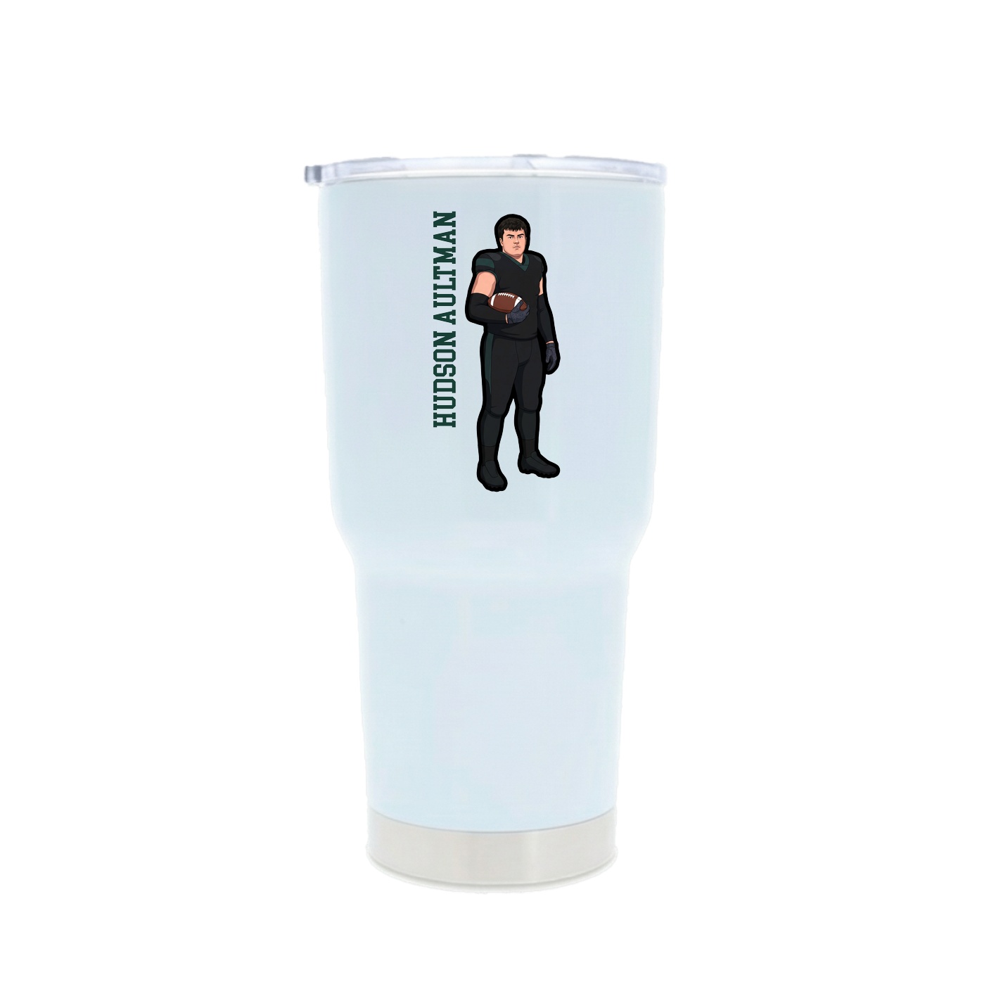 30oz Stainless Steel Tumbler — Name Vertical in White