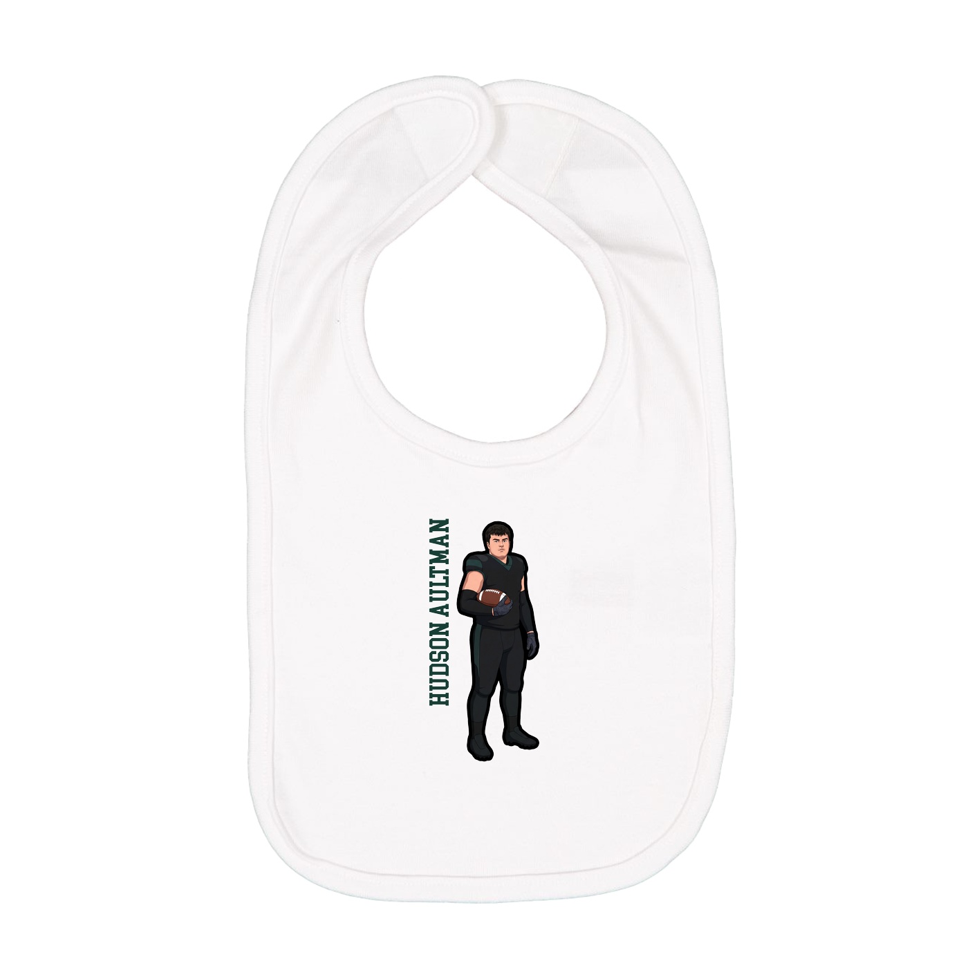 Infant Bib — Name Vertical in White