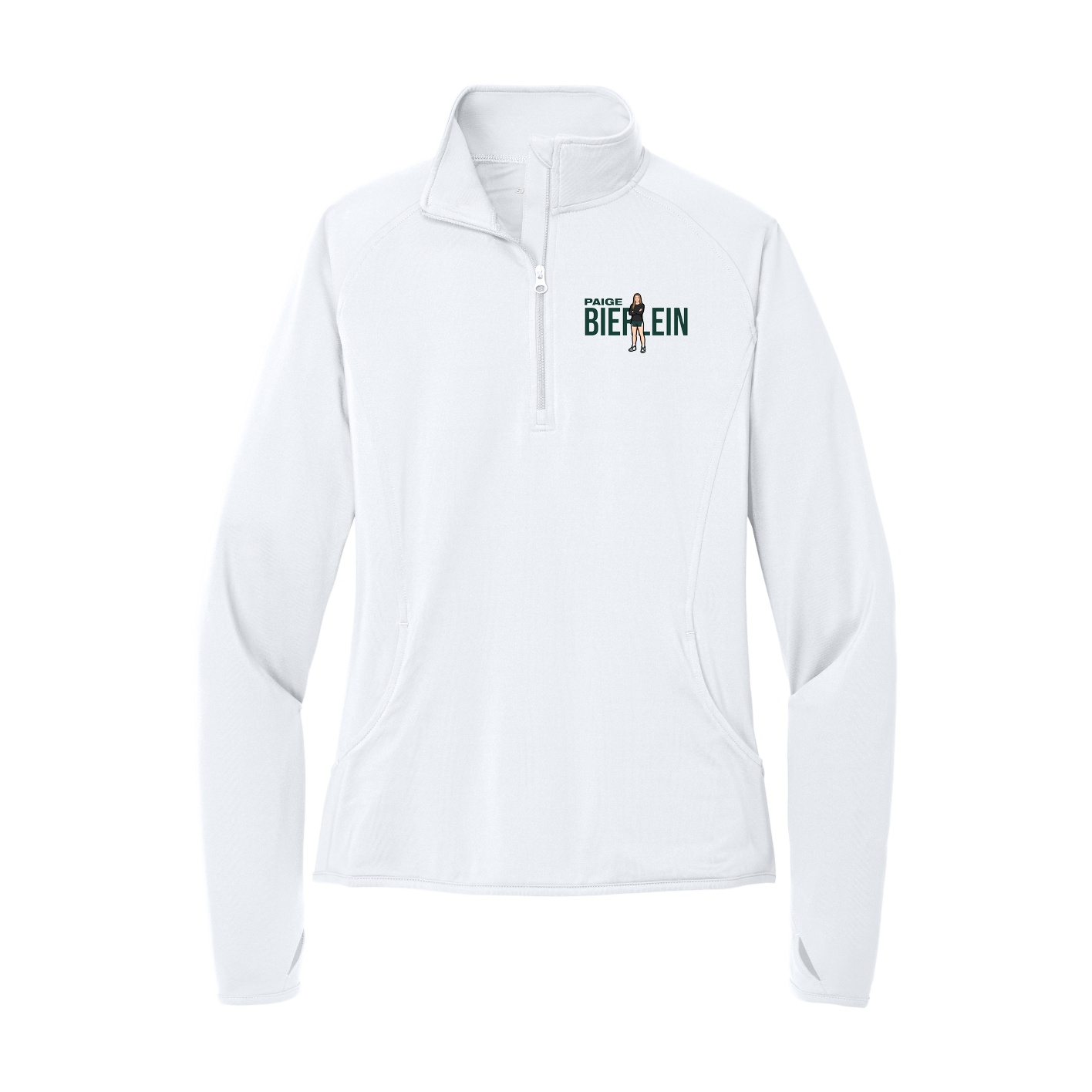 Women's Q-Zip Pullover — Player Name in White