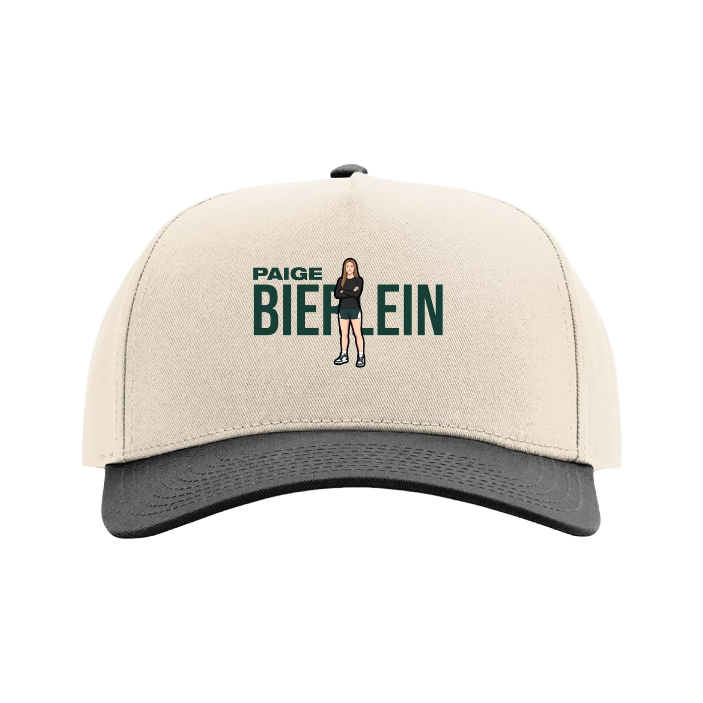 Full Fabric Five-Panel Champ Cap — Player Name in Cream/Black