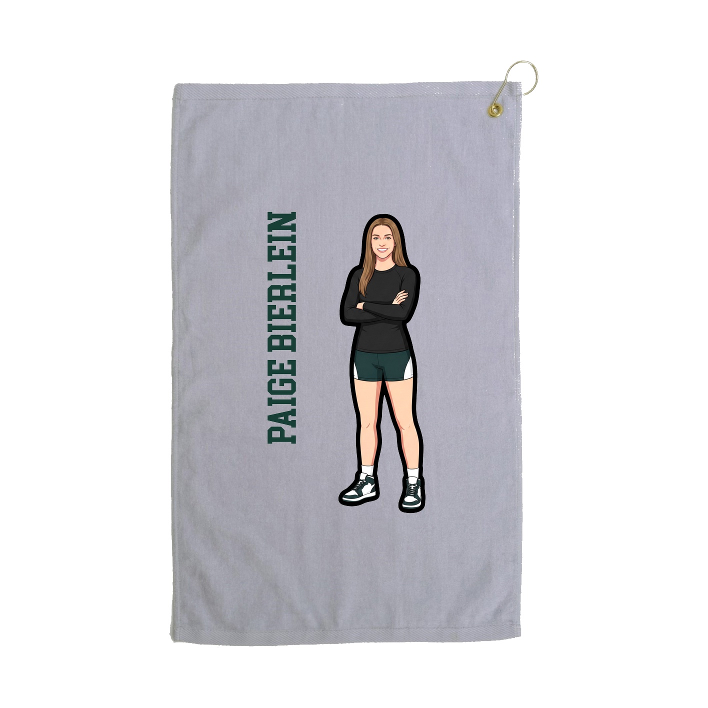 Golf Towel — Name Vertical in Grey