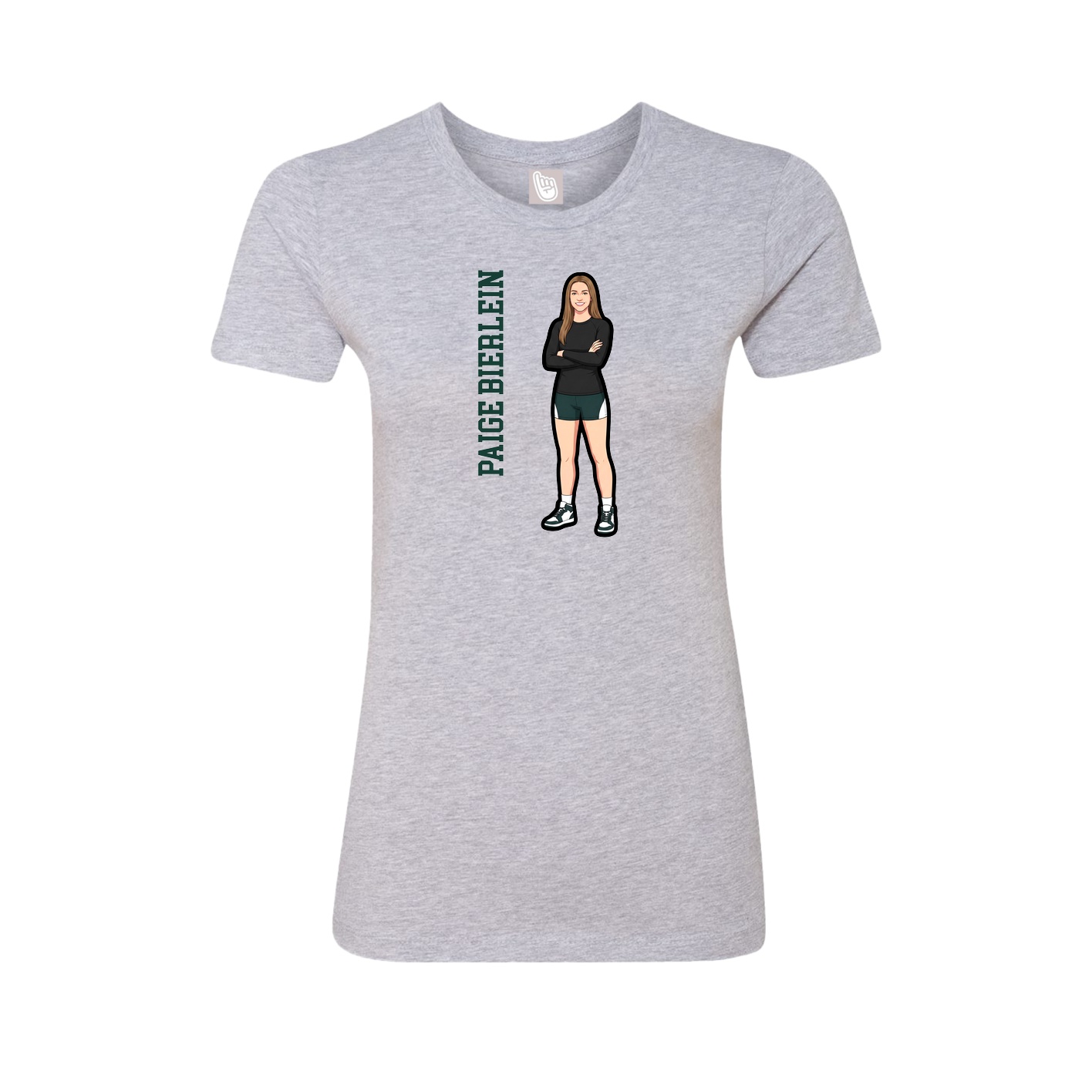 Womens Tee — Name Vertical in Grey