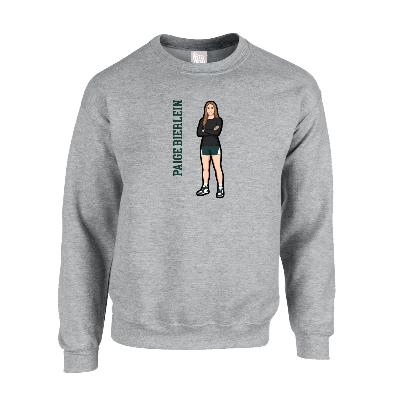 Fleece Crew — Name Vertical in Grey