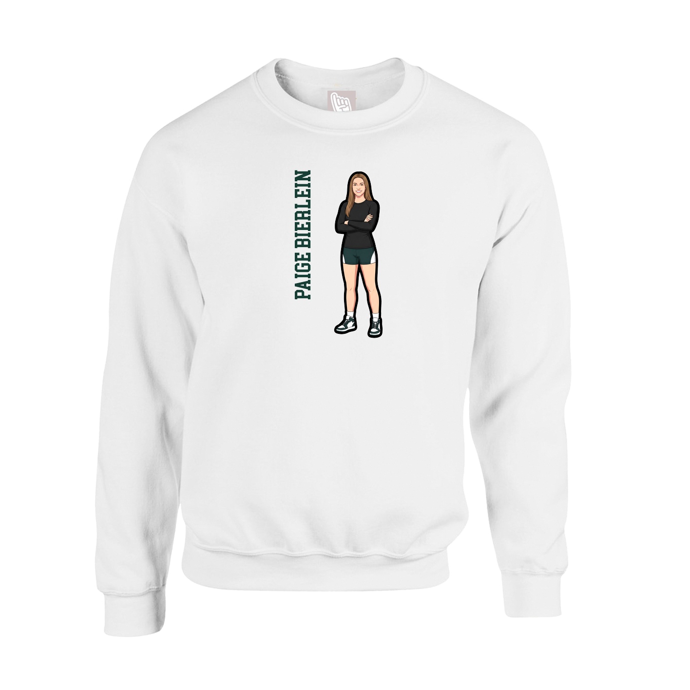 Fleece Crew — Name Vertical in White
