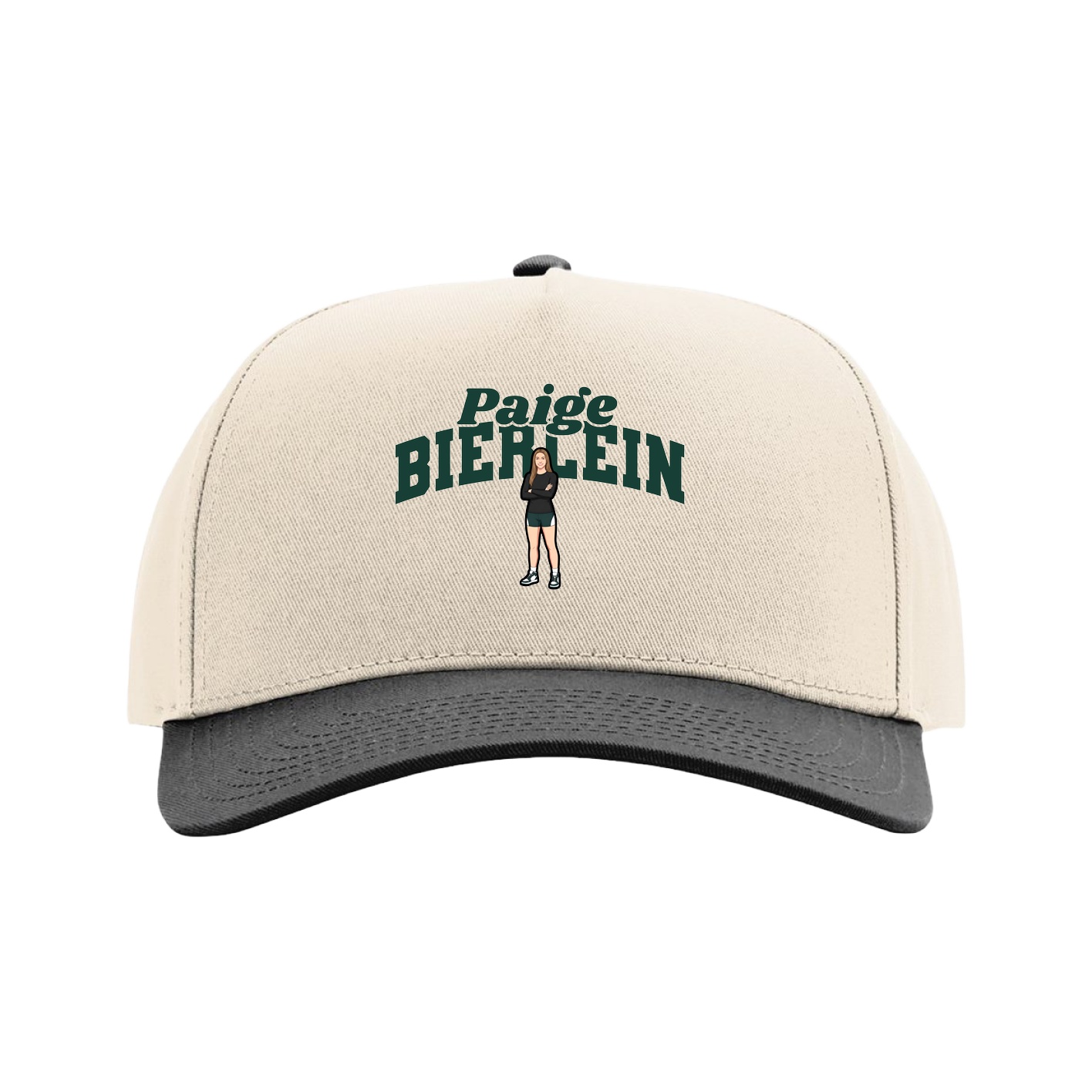 Full Fabric Five-Panel Champ Cap — Signature Arch in Cream/Black