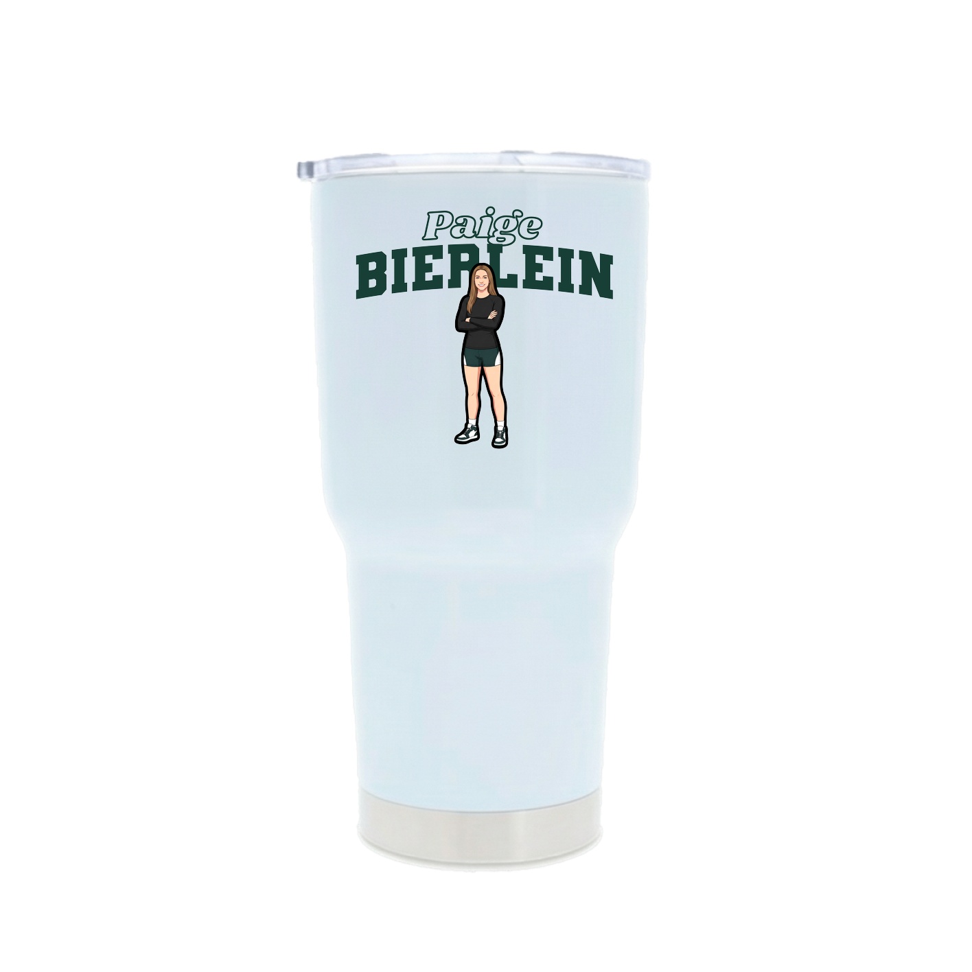 30oz Stainless Steel Tumbler — Name Arch in White