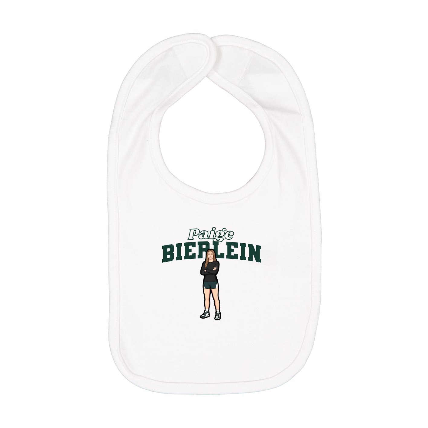 Infant Bib — Name Arch in White