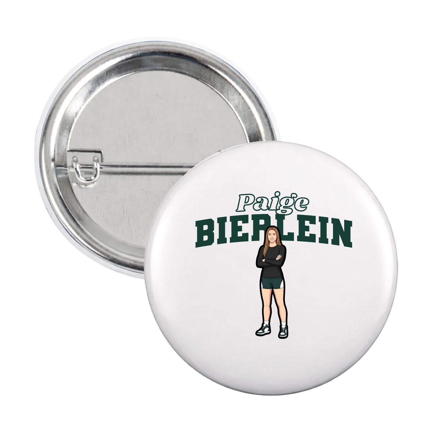 Game Day Button — Name Arch in White