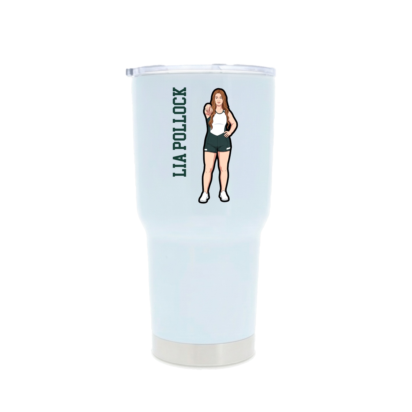 30oz Stainless Steel Tumbler — Name Vertical in White