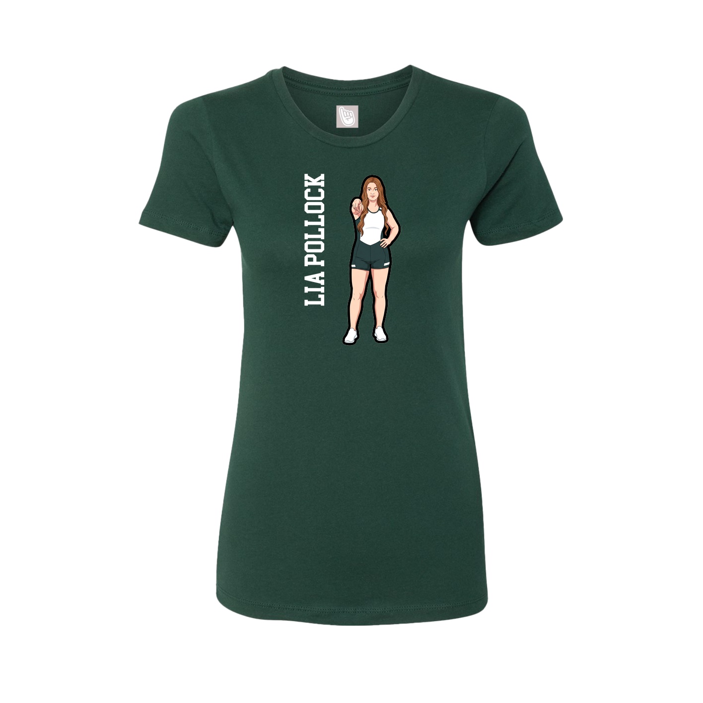 Womens Tee — Name Vertical in Green