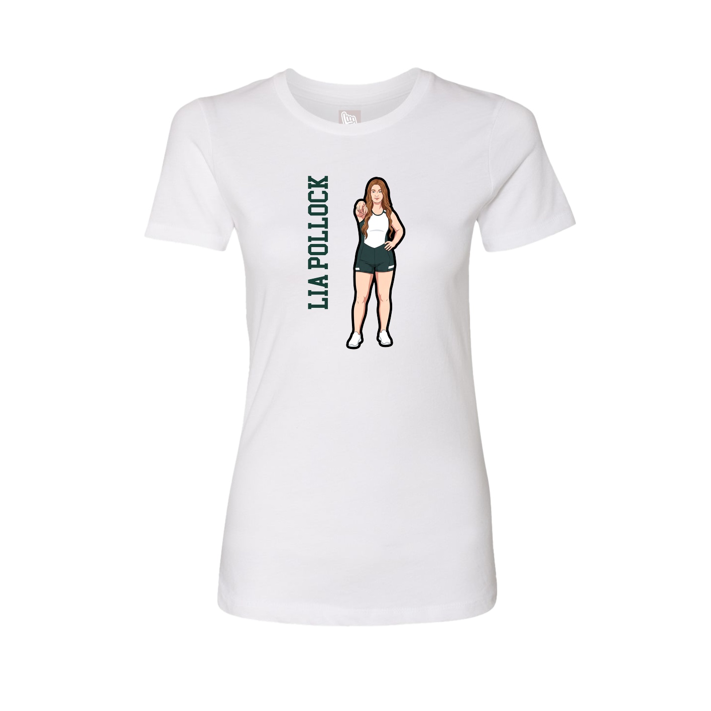 Fitted Women's Tee — Name Vertical in White