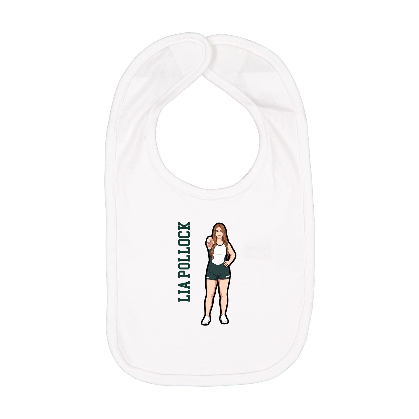 Infant Bib — Name Vertical in White