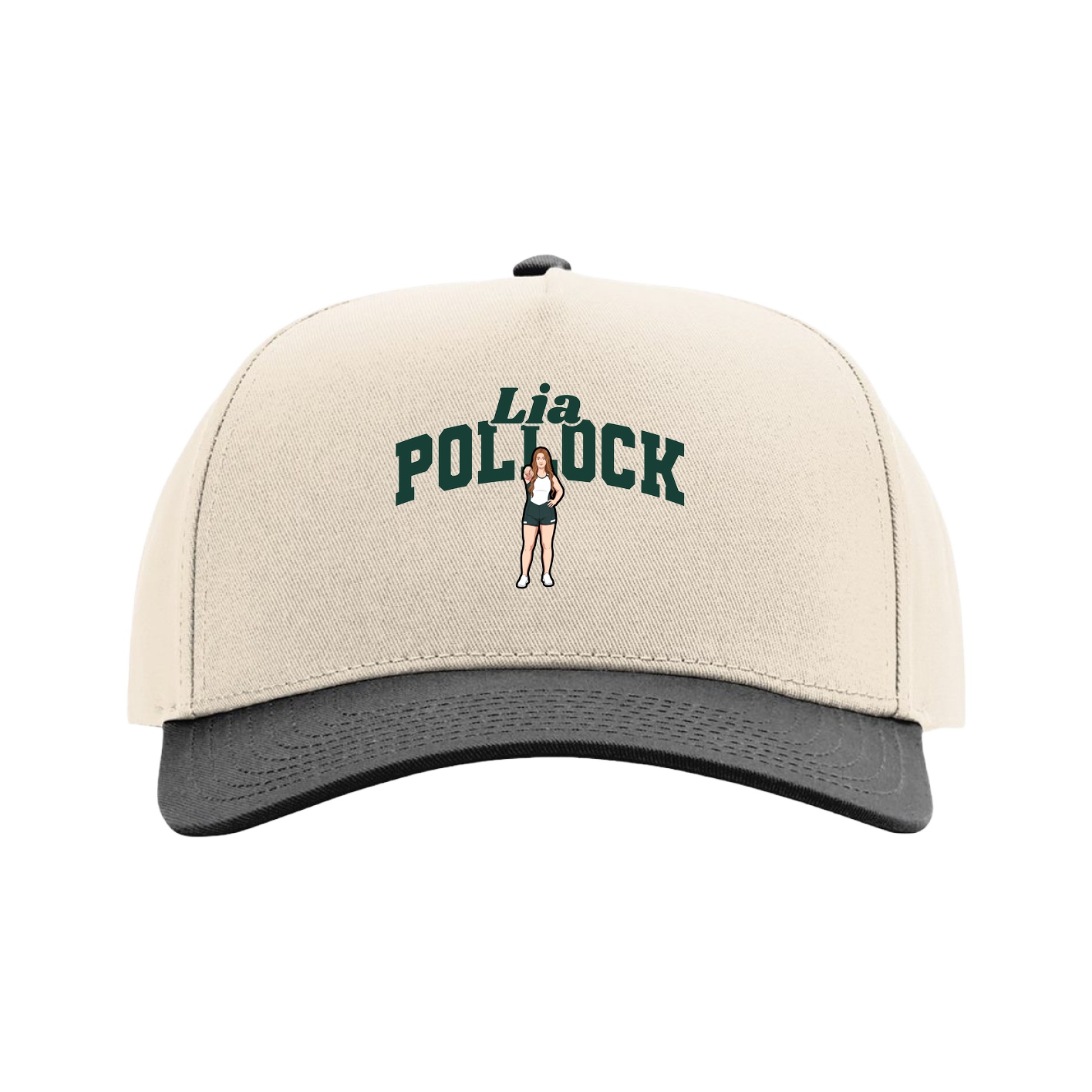 Full Fabric Five-Panel Champ Cap — Signature Arch in Cream/Black