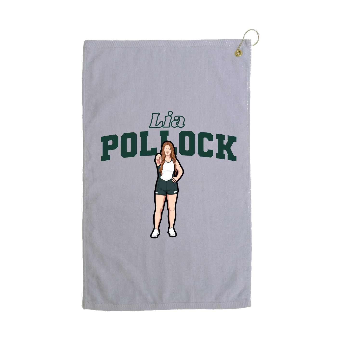 Golf Towel — Name Arch in Grey