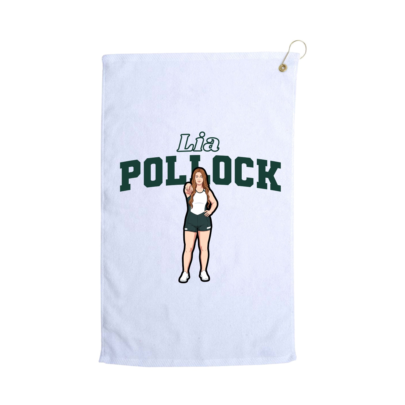 Golf Towel — Name Arch in White