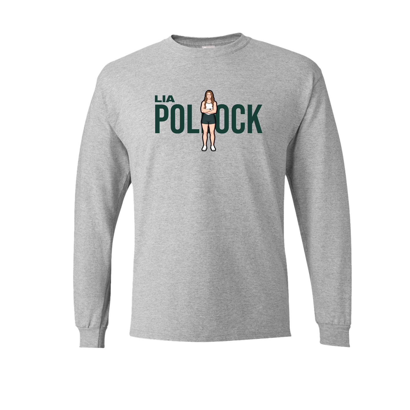 Long Sleeve Tee — Player Name in Grey