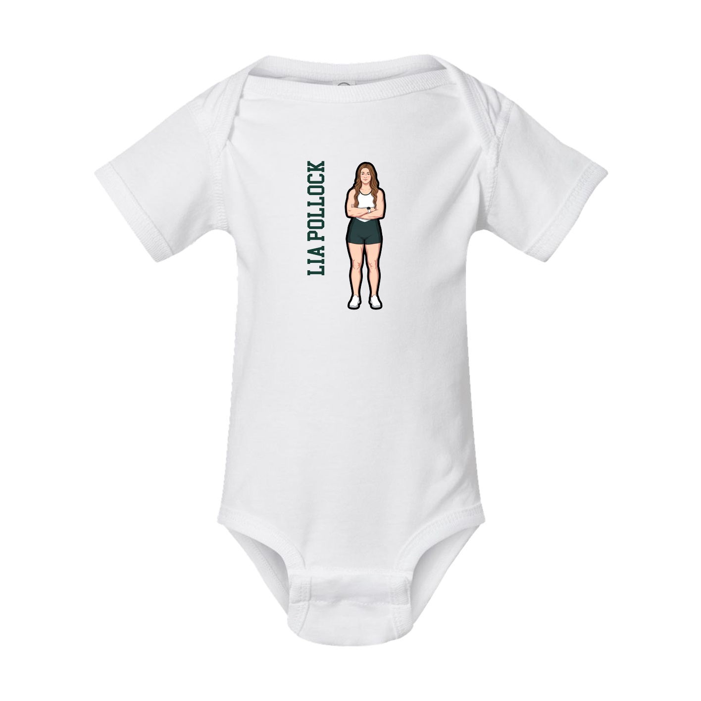 Baby Onesie — Name Vertical in White