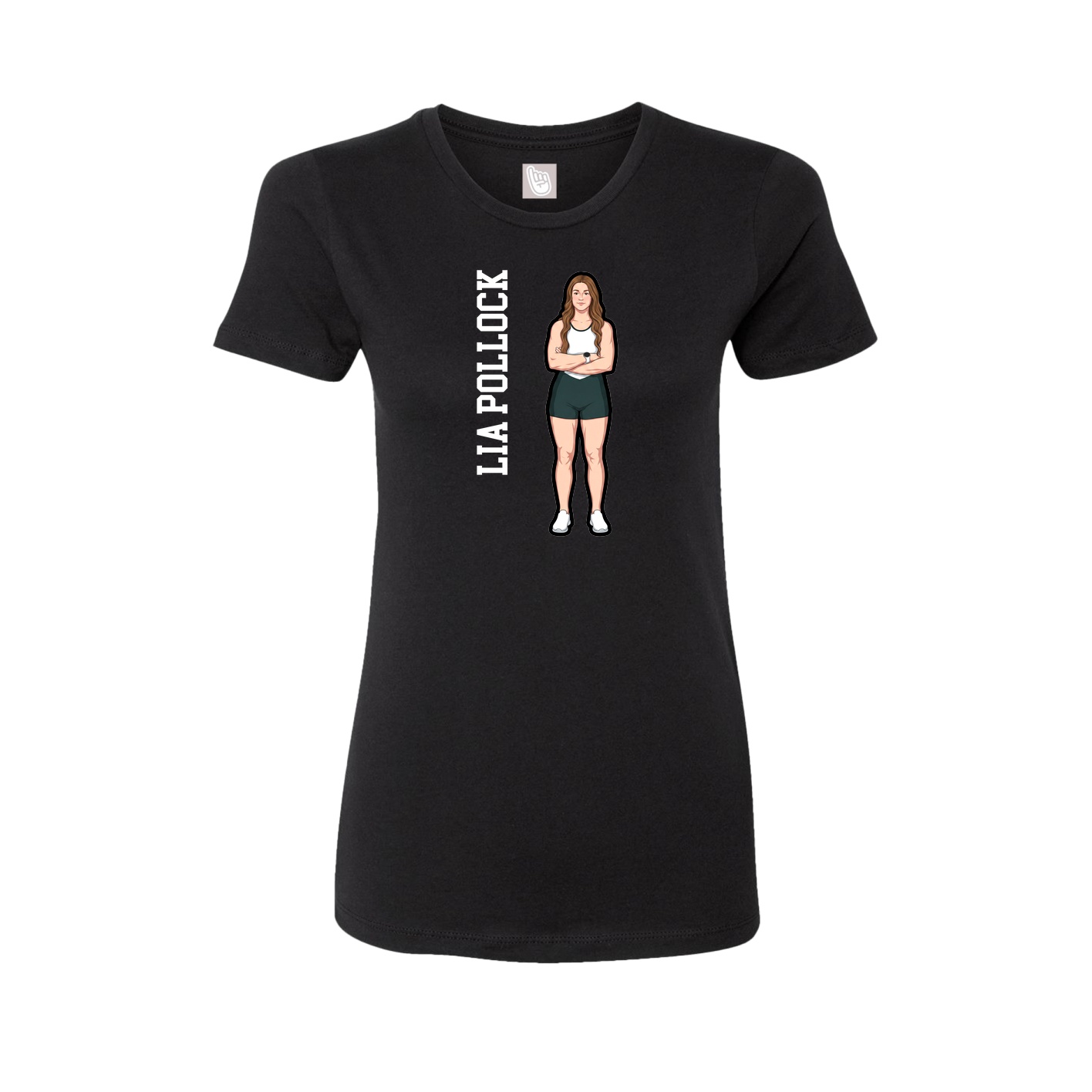 Womens Tee — Name Vertical in Black