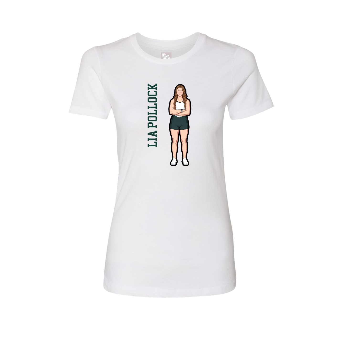 Fitted Women's Tee — Name Vertical in White