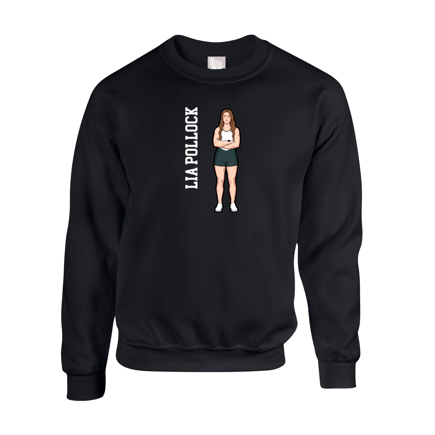 Fleece Crew — Name Vertical in Black