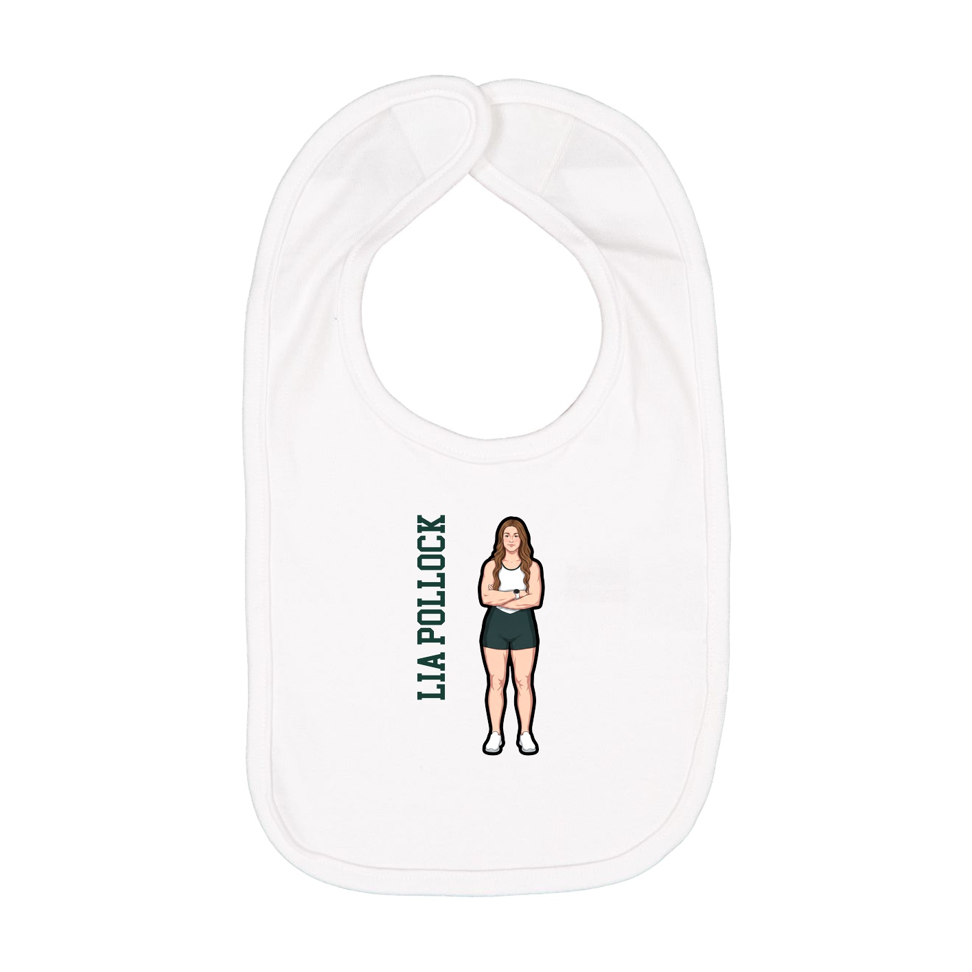 Infant Bib — Name Vertical in White