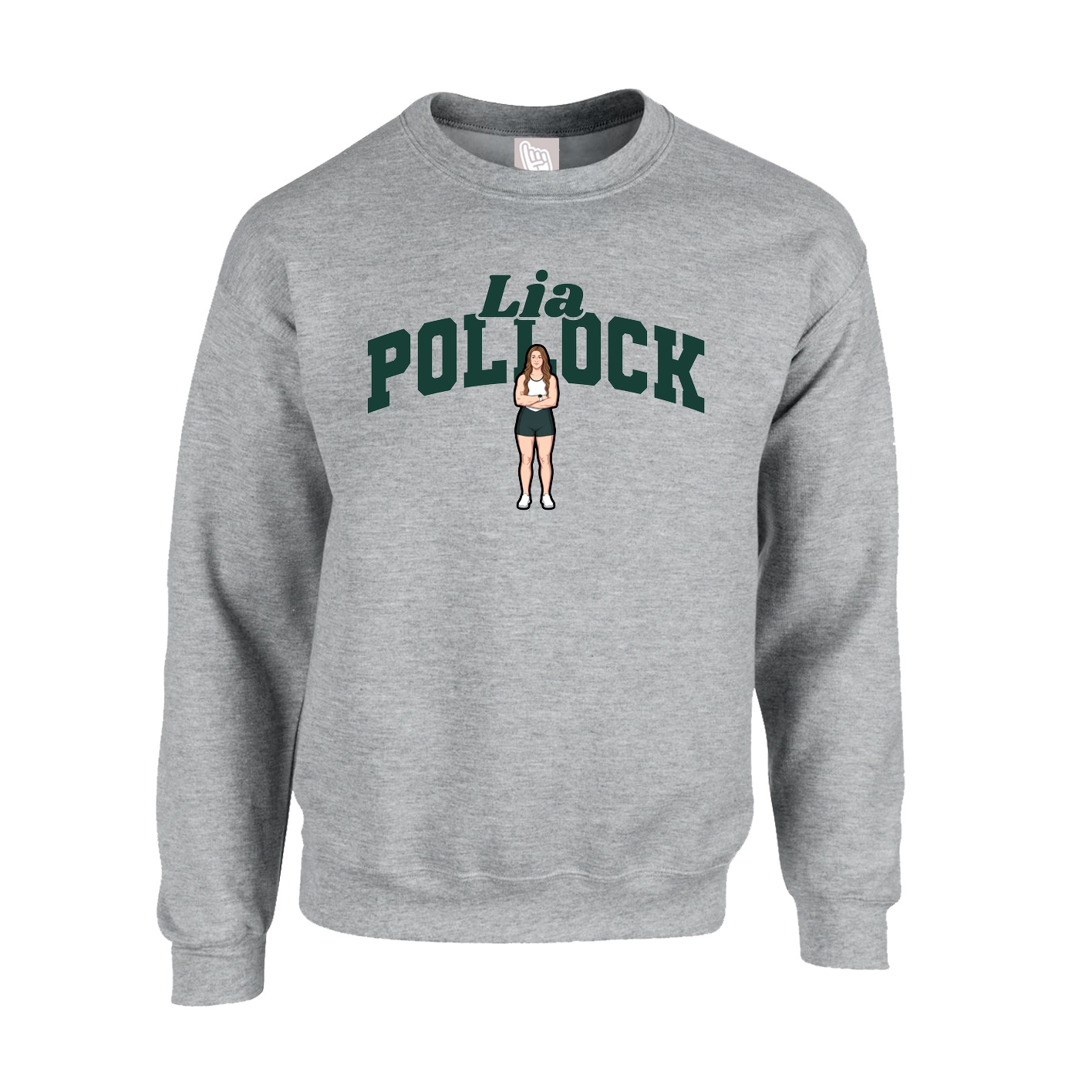 Fleece Crew — Signature Arch in Grey