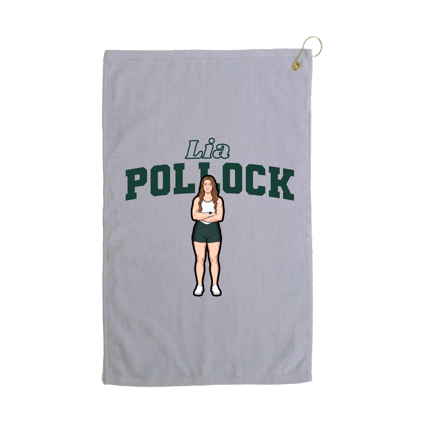 Golf Towel — Name Arch in Grey