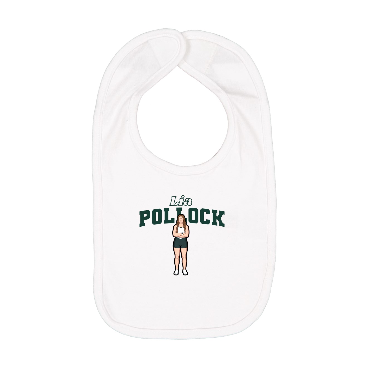 Infant Bib — Name Arch in White