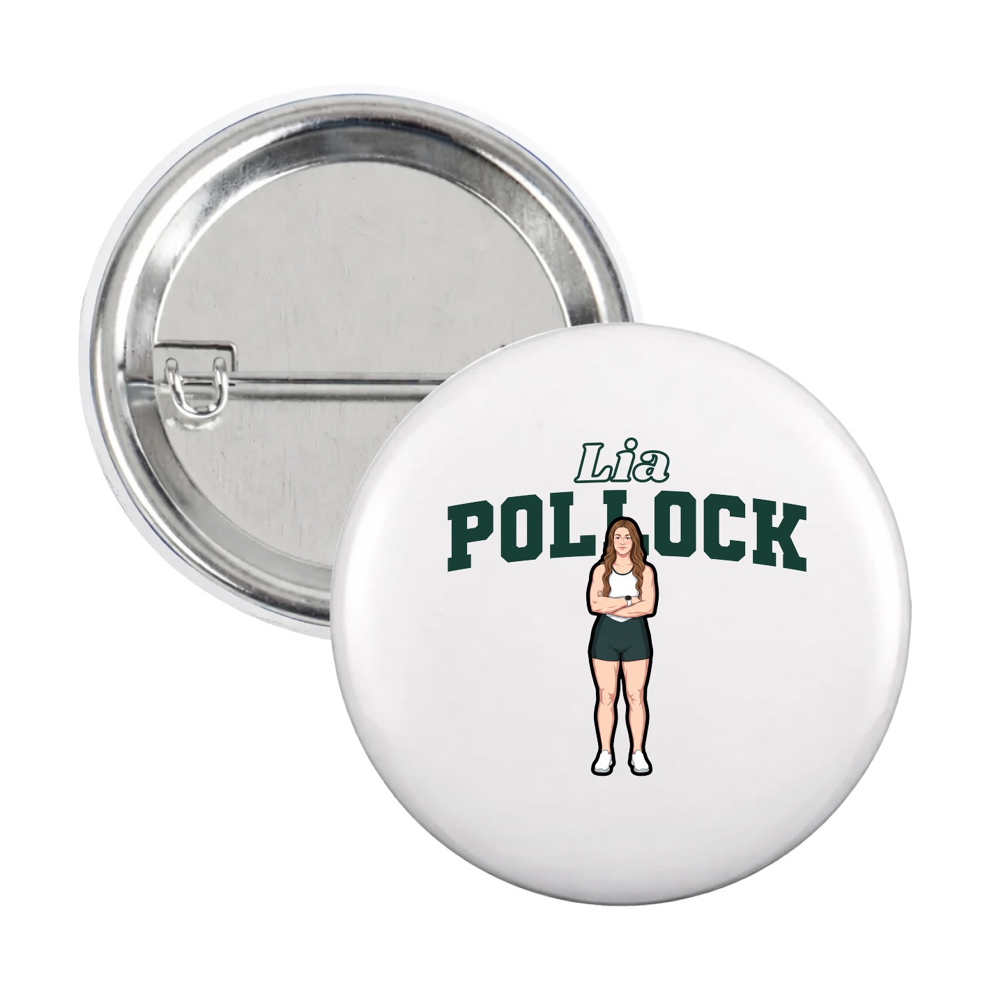 Game Day Button — Name Arch in White