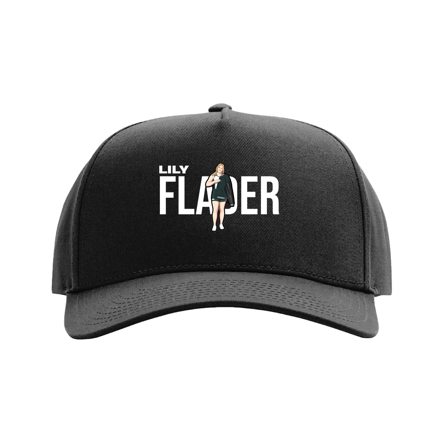 Full Fabric Five-Panel Champ Cap — Player Name in Black