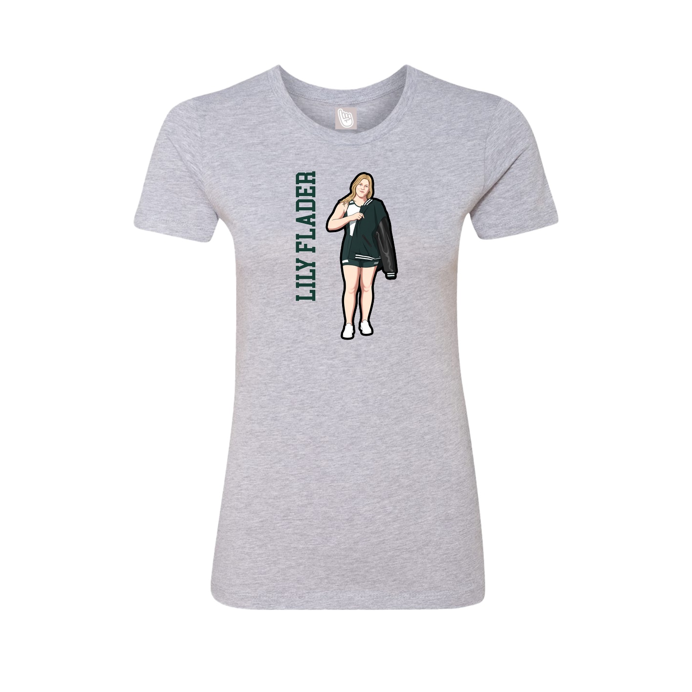Womens Tee — Name Vertical in Grey
