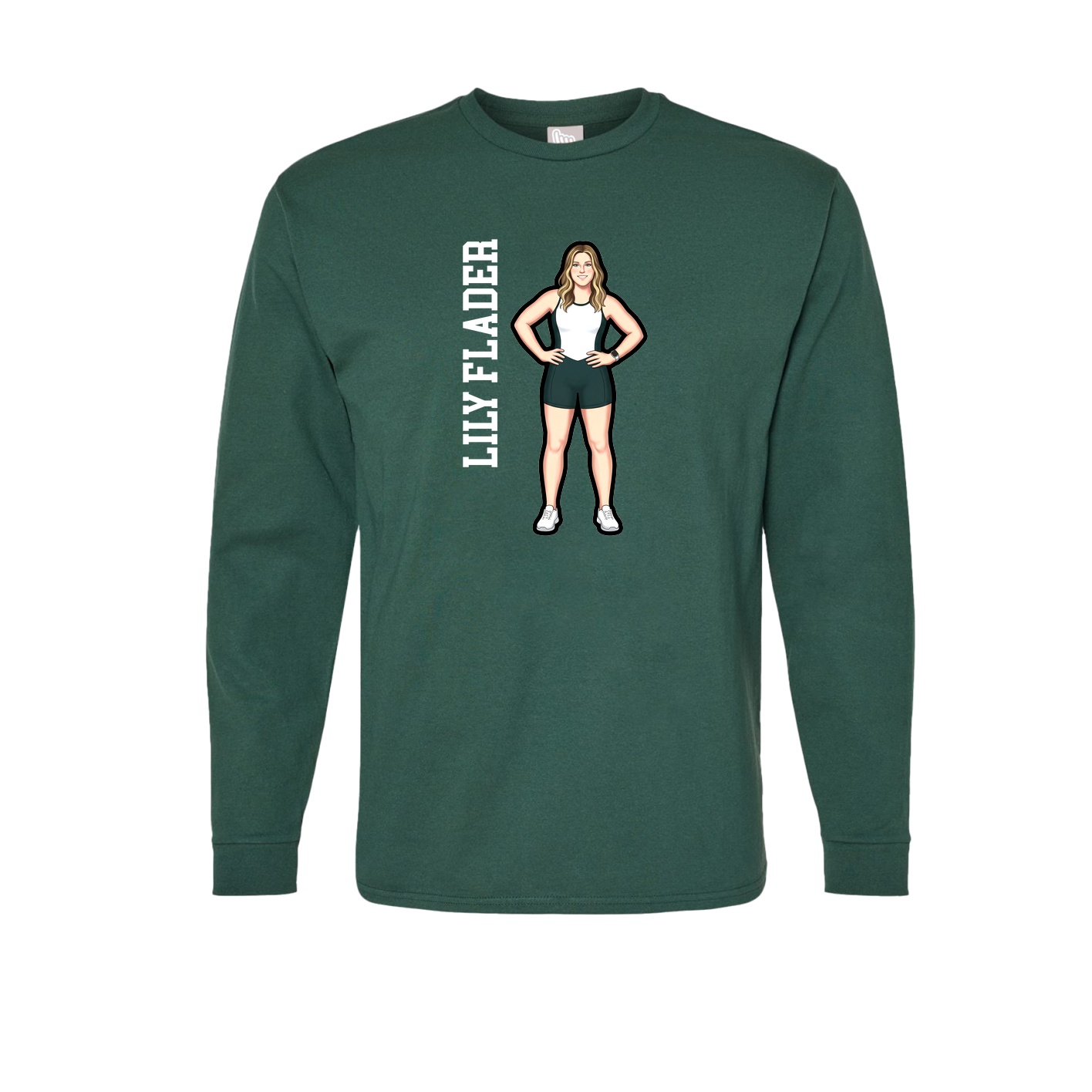 Long Sleeve Tee — Name Vertical in Green