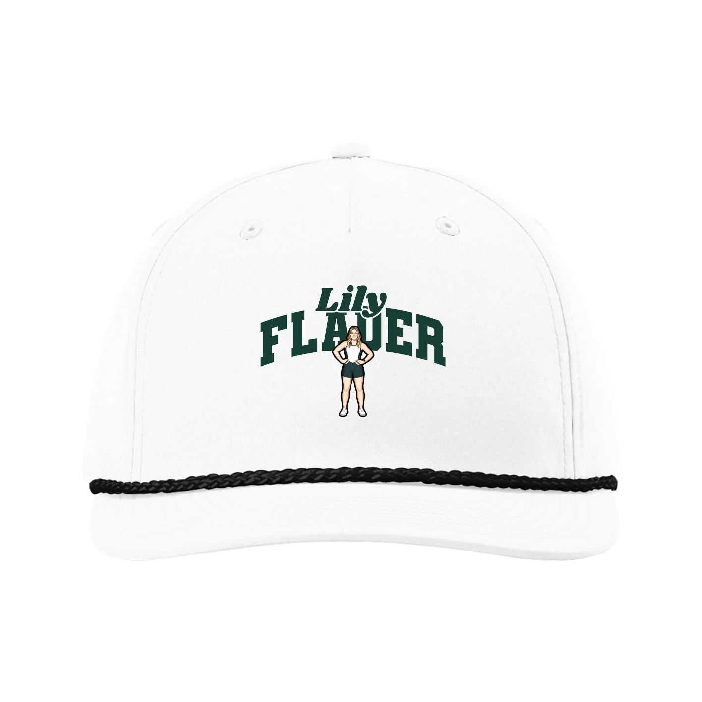 Five-Panel Classic Rope Cap — Signature Arch in White