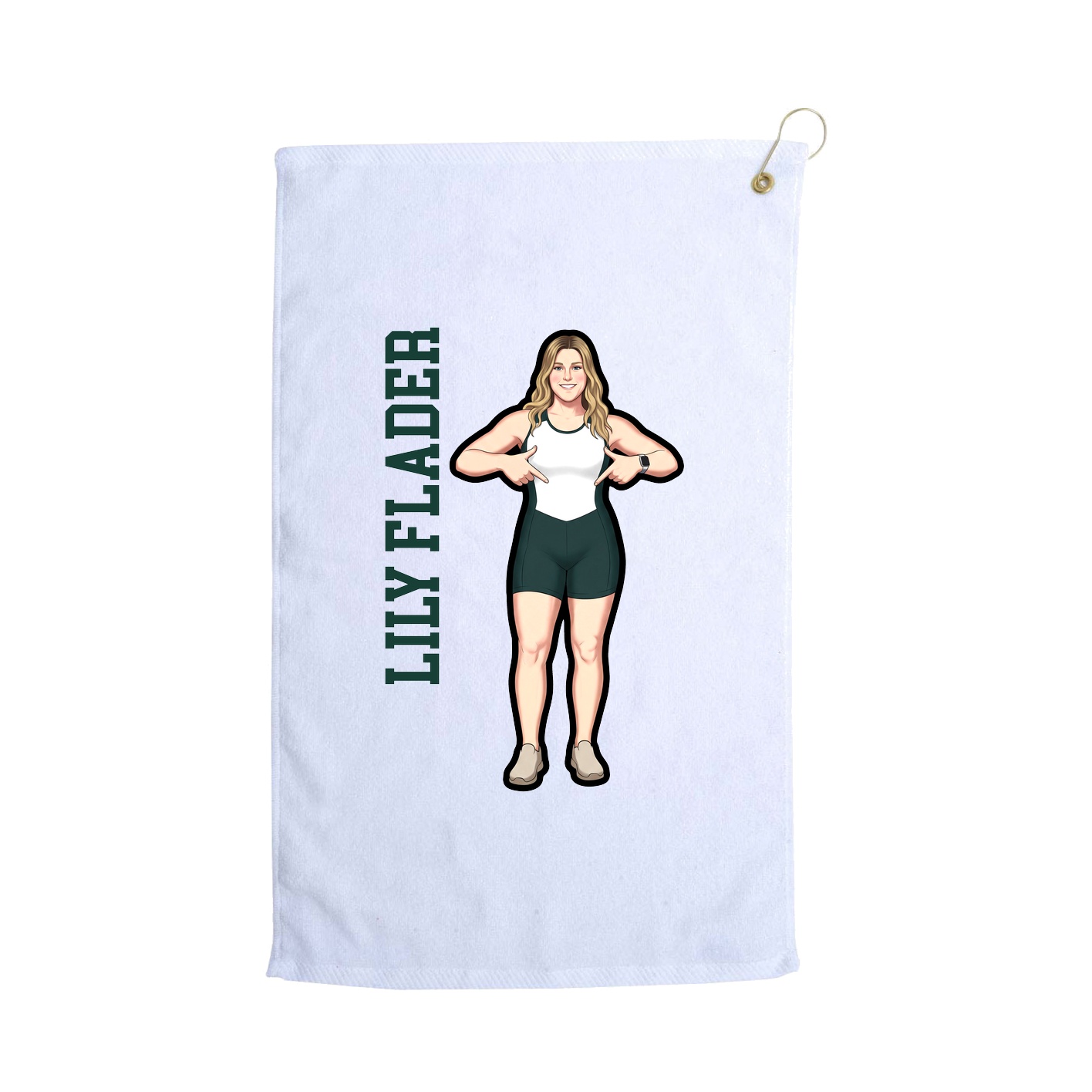 Golf Towel — Name Vertical in White