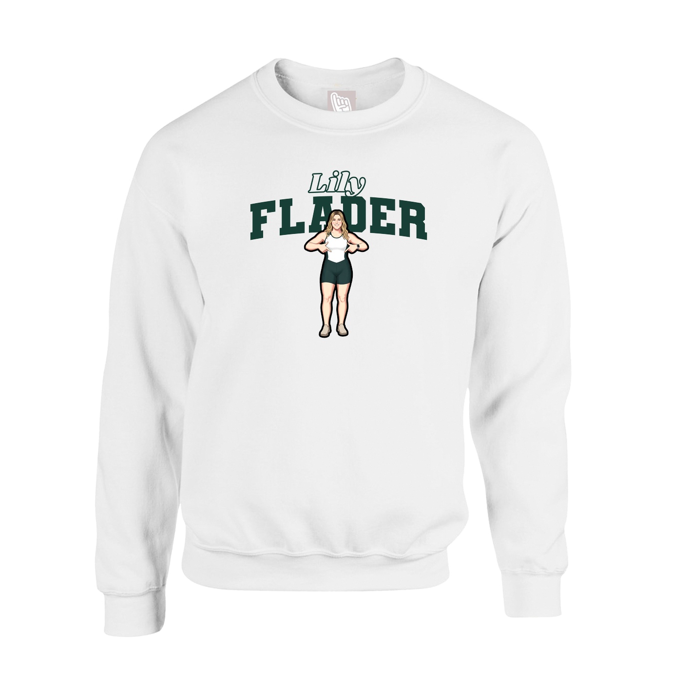 Fleece Crew — Name Arch in White