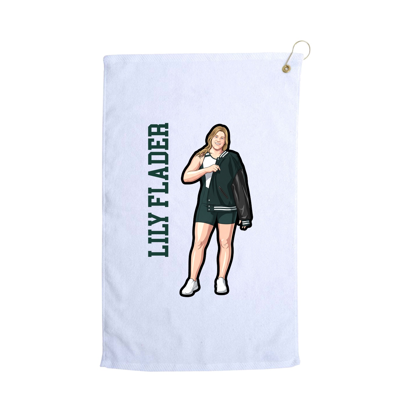 Golf Towel — Name Vertical in White