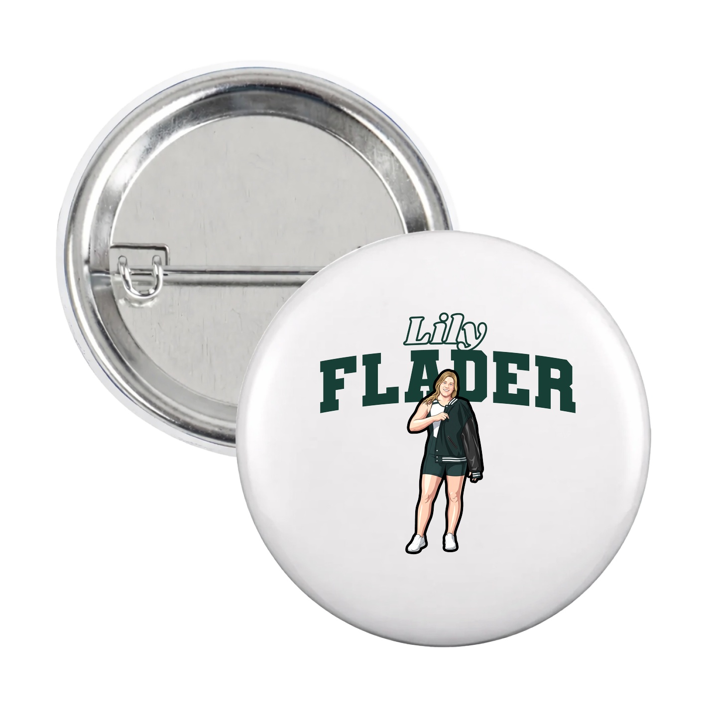 Game Day Button — Name Arch in White