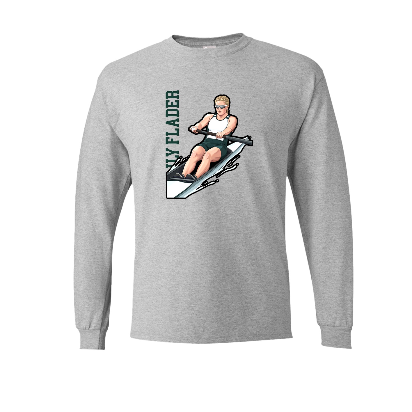 Long Sleeve Tee — Name Vertical in Grey