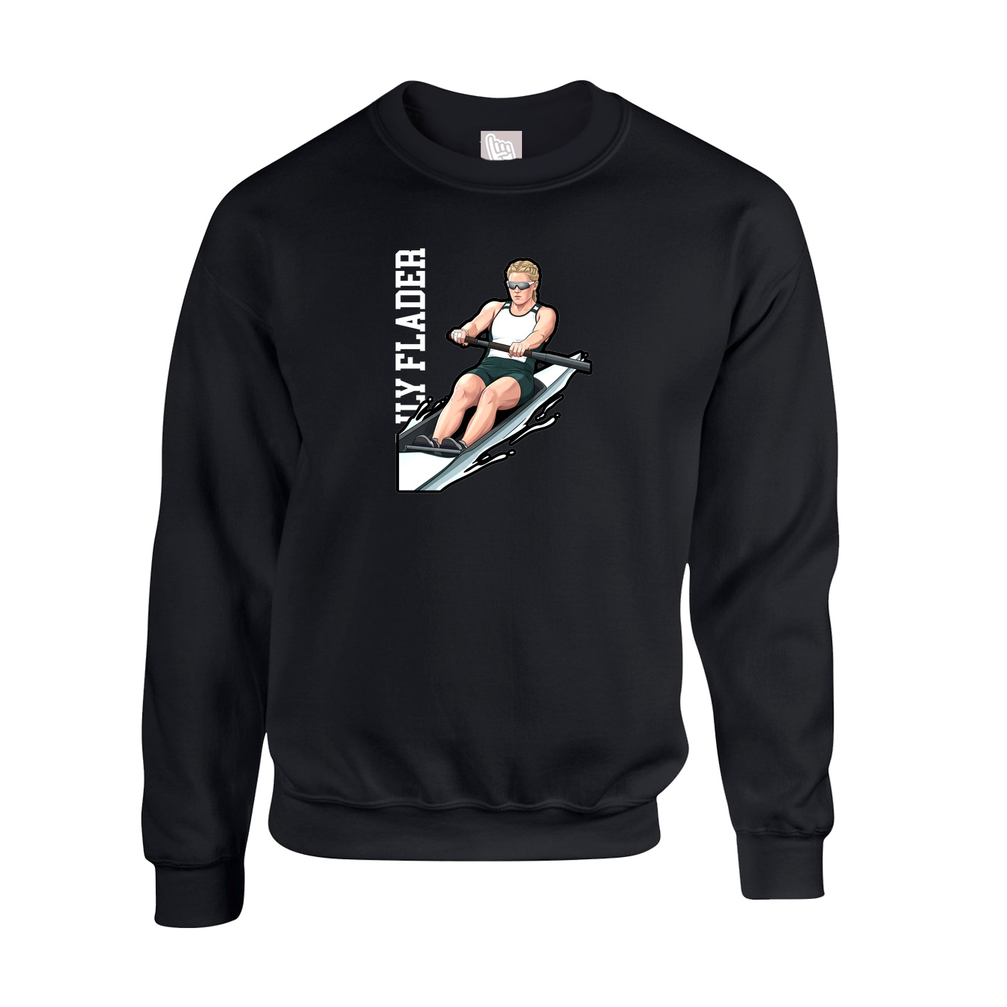 Fleece Crew — Name Vertical in Black