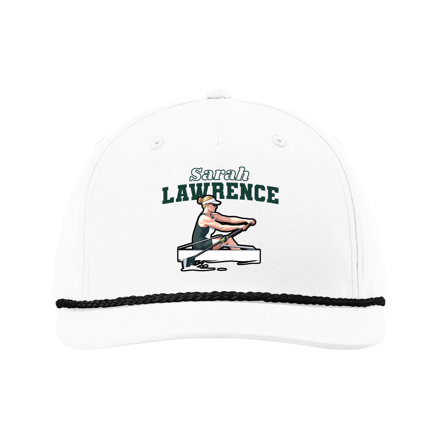 Five-Panel Classic Rope Cap — Name Arch in White