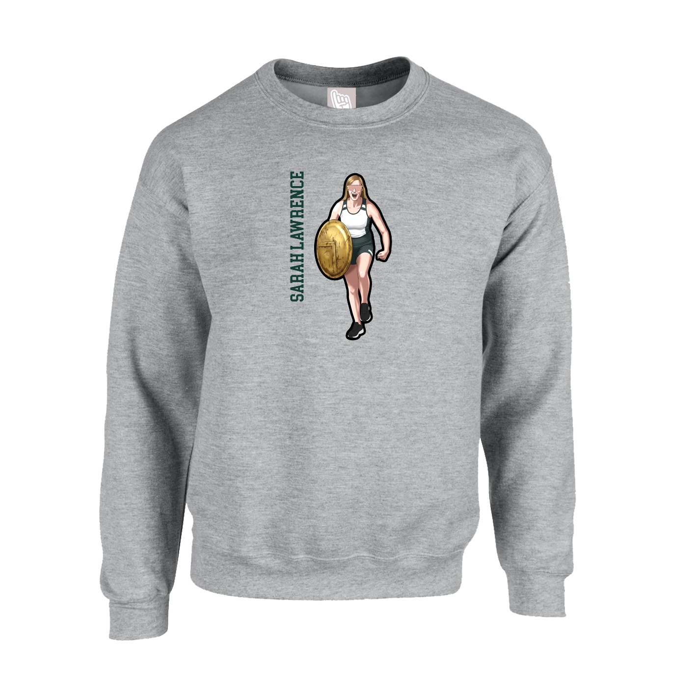 Fleece Crew — Name Vertical in Grey