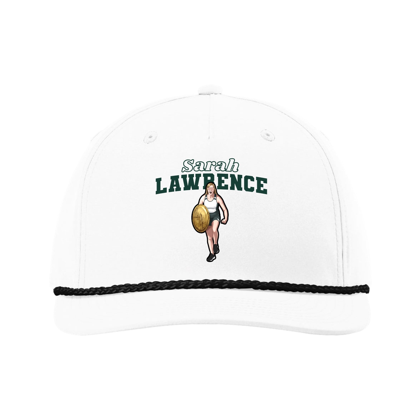 Five-Panel Classic Rope Cap — Name Arch in White