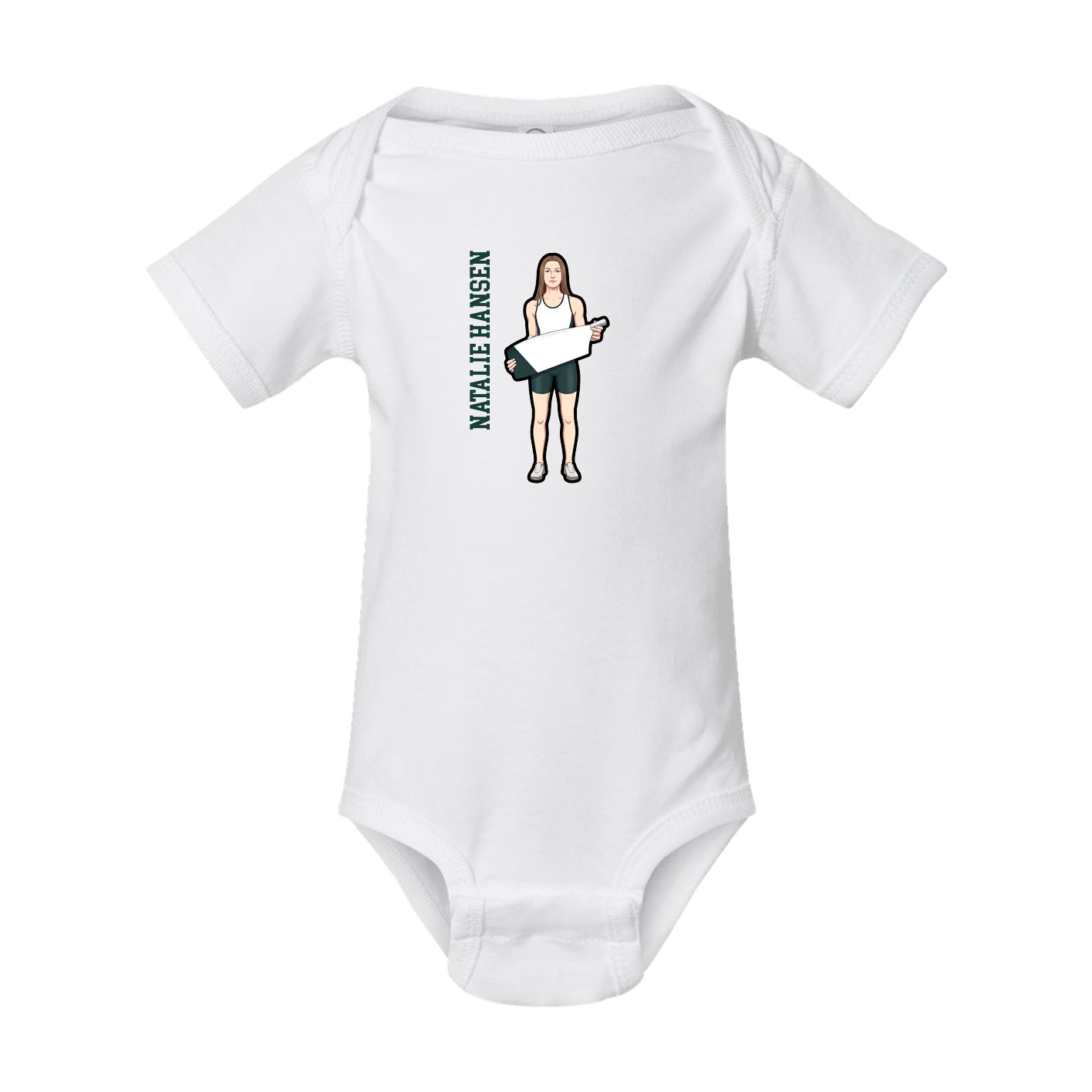 Baby Onesie — Name Vertical in White